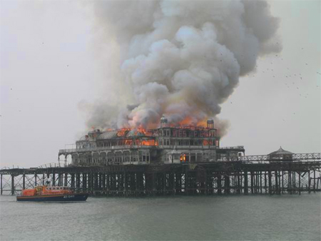 March 2003 West Pier on fire
