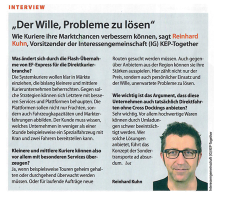 Interview von Herr Botte (freier Journalist) mit Reinhard Kuhn von Optimal Kurier GbR.